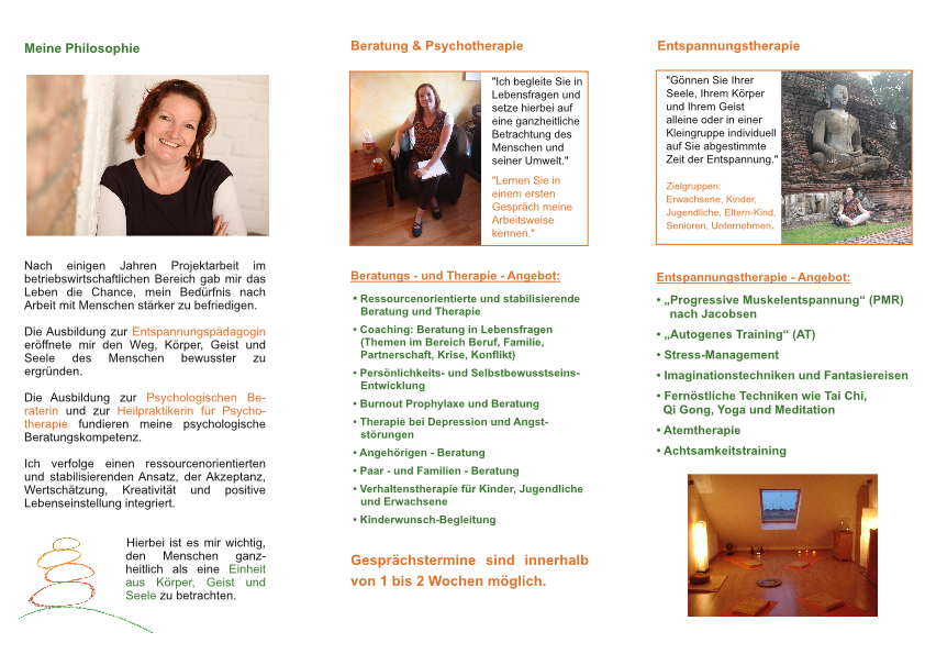 Flyer Entspannungskurse Beratung und Therapie